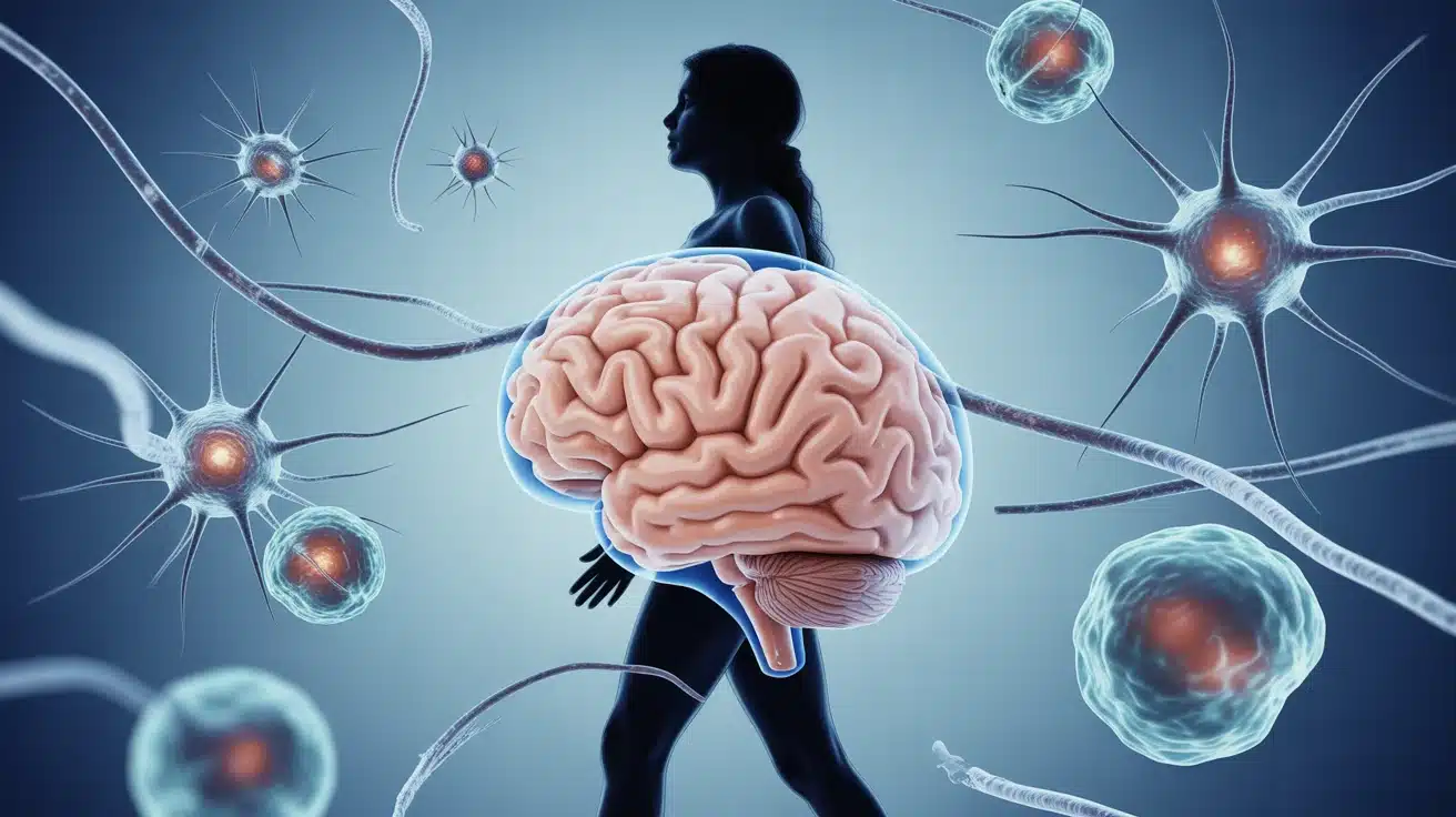 Illustration cerveau et cellules souches sclérose en plaques