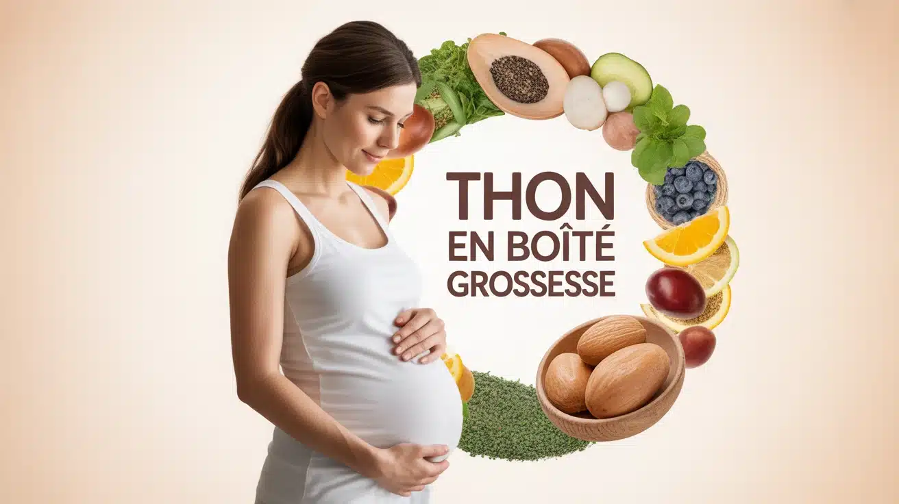 Illustration femme enceinte thon en boîte grossesse nutrition sécurisée