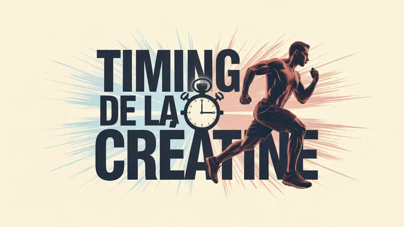Illustration timing de la créatine avec athlète et horloge