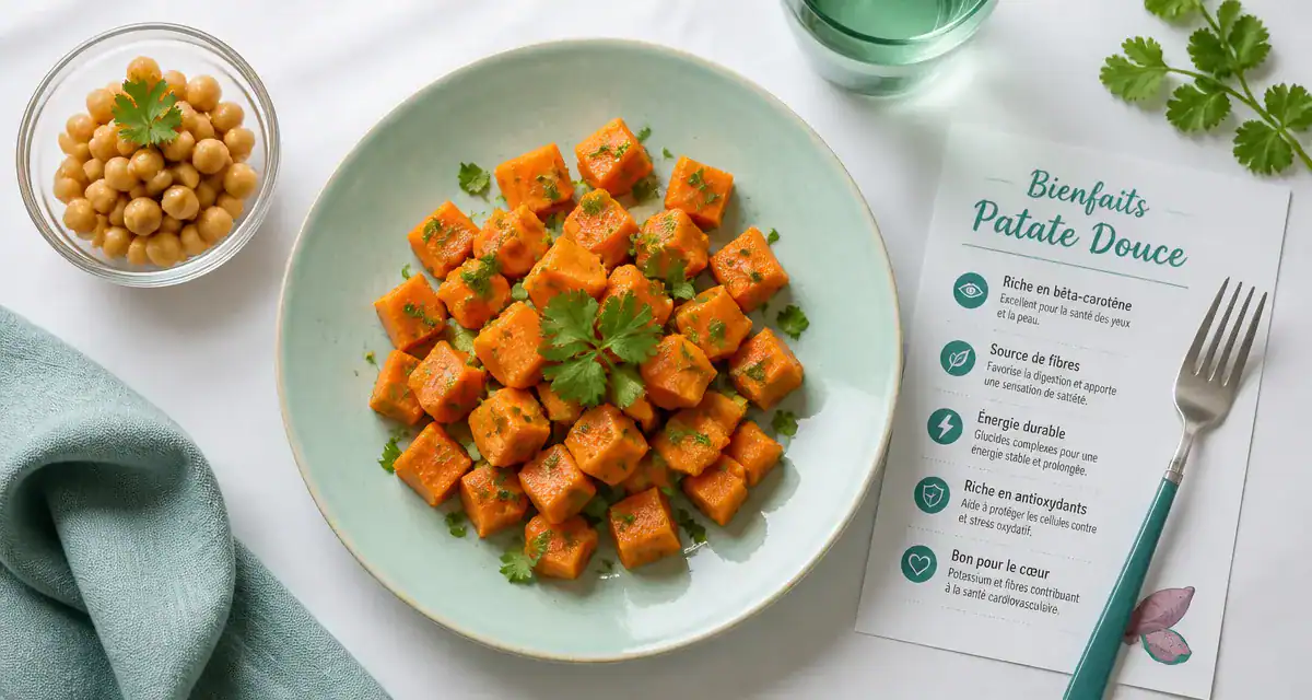 Le bienfait de la patate douce en cubes vapeur avec fiche nutrition