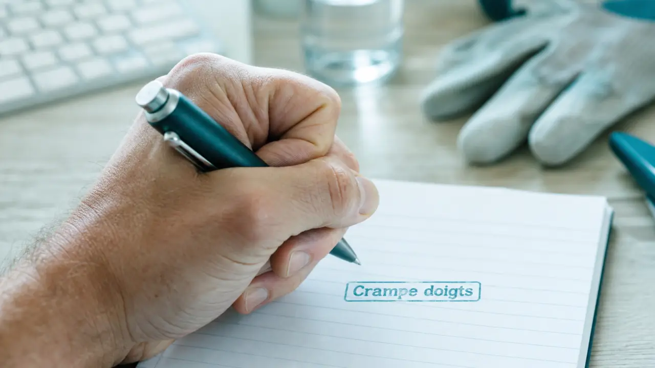 Crampes au doigts de la main : main crispée autour d’un stylo