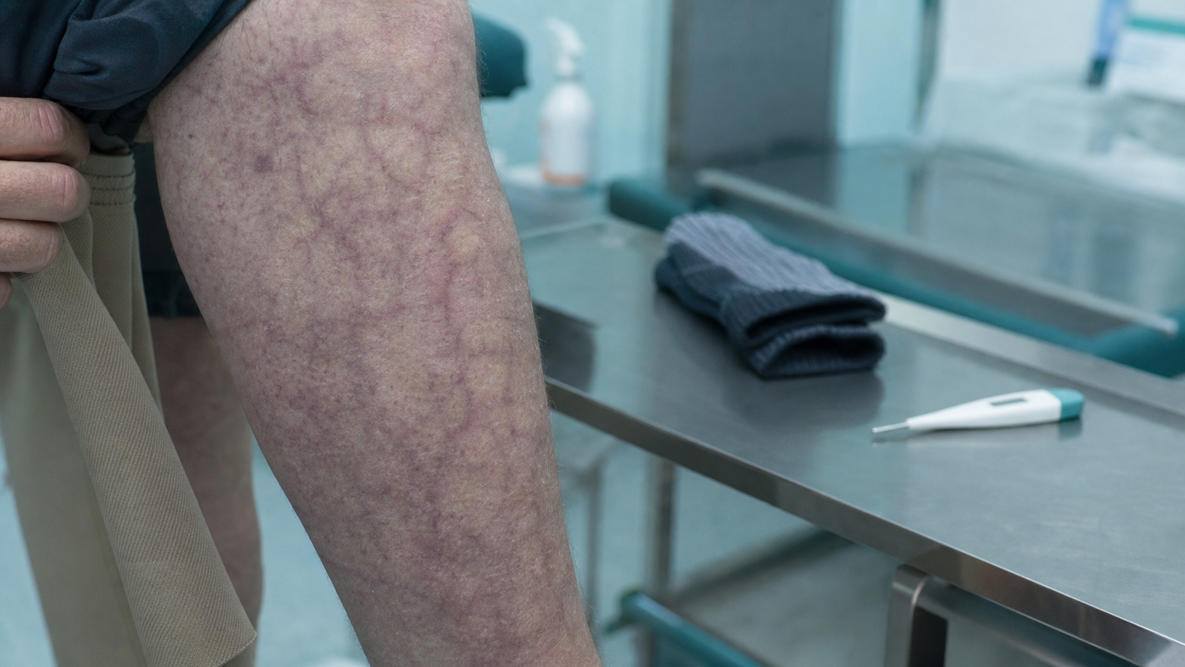 Peau marbrée sur une jambe, motif livedo bénin