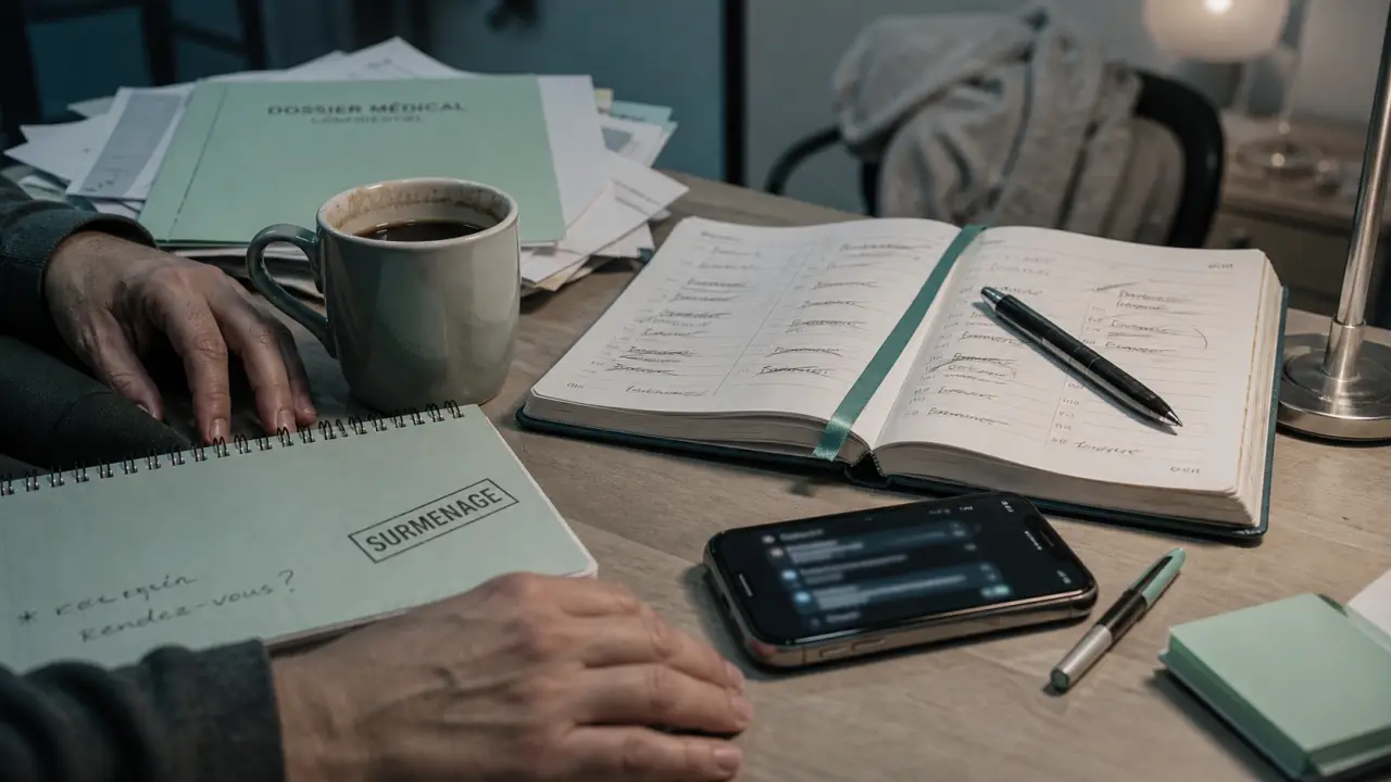 Surmenage symptôme : fatigue et troubles du sommeil sur bureau