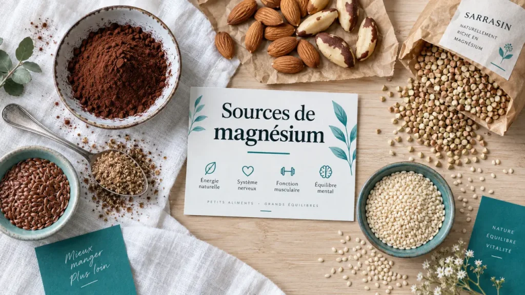 Le magnésium se trouve surtout dans les graines, le cacao et les aliments complets