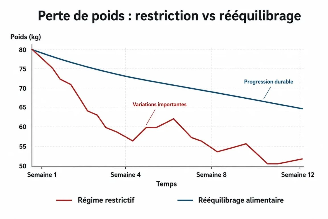 Comparaison entre régime restrictif et rééquilibrage alimentaire pour la perte de poids