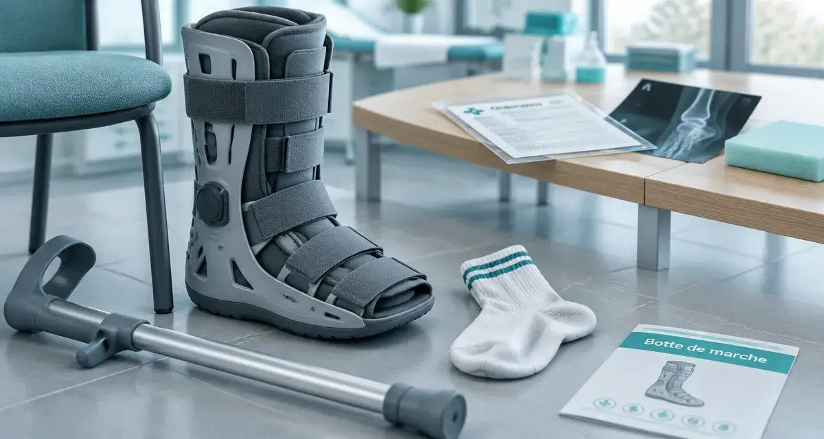 Combien de temps porter une botte de marche : botte orthopédique et béquille